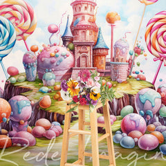 Lofaris Fairytale Candy Castle Cake Smash Photo Backdrop