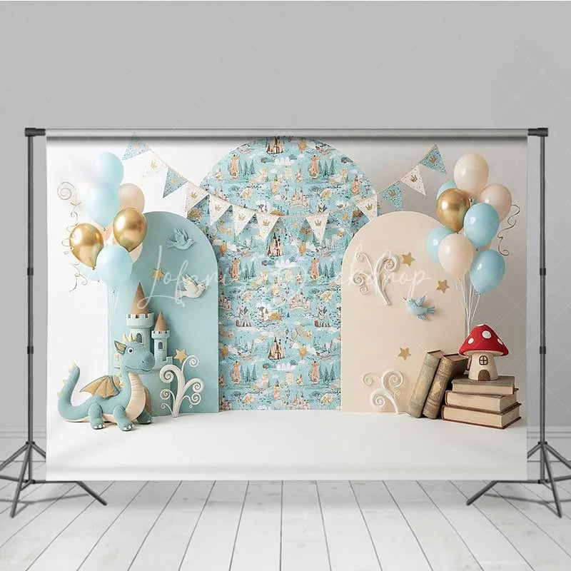 Lofaris Fairytale Castle and Dragon Photography Backdrop Knight Adventure Party Banner