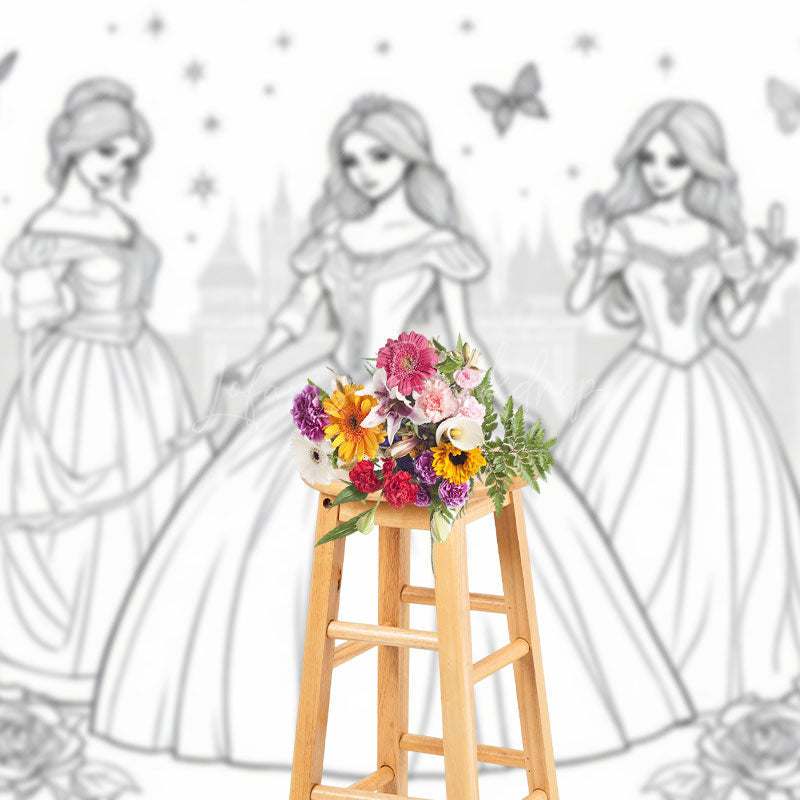Lofaris Fairytale Girls Elegant Dress Castle Garden Backdrop
