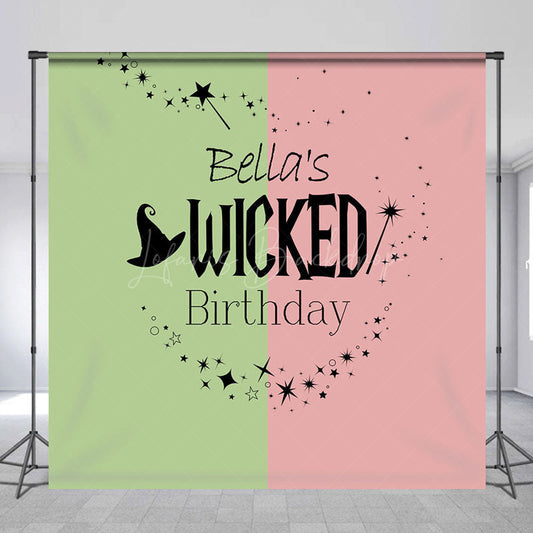 Lofaris Fairytale Green Pink Custom Wicked Birthday Backdrop