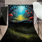 Lofaris Fairytale Mushroom Forest Sweep Photo Backdrop Whimsical Red Fungi Path Enchanted Woods Scenery Prop