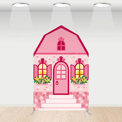 Lofaris Fairytale Pink Princess House Barn Door Arch Backdrop