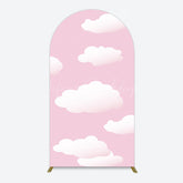 Lofaris Fairytale Pink White Clouds Birthday Arch Backdrop