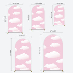 Lofaris Fairytale Pink White Clouds Birthday Arch Backdrop