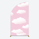 Lofaris Fairytale Pink White Clouds Birthday Half Moon Arch Backdrop