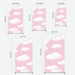 Lofaris Fairytale Pink White Clouds Birthday Half Moon Arch Backdrop