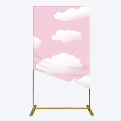 Lofaris Fairytale Pink White Clouds Birthday Rectangle Backdrop
