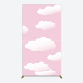 Lofaris Fairytale Pink White Clouds Birthday Rectangle Backdrop