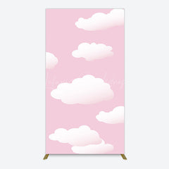 Lofaris Fairytale Pink White Clouds Birthday Rectangle Backdrop