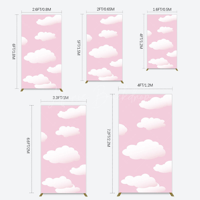 Lofaris Fairytale Pink White Clouds Birthday Rectangle Backdrop