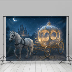 Lofaris Fairytale Princess Carriage with White Horse Photography Backdrop Magical Castle Cinderella Inspired Cake Smash