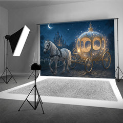 Lofaris Fairytale Princess Carriage with White Horse Photography Backdrop Magical Castle Cinderella Inspired Cake Smash
