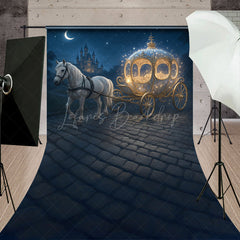 Lofaris Fairytale Princess Carriage with White Horse Sweep Backdrop Magical Castle Cinderella Inspired Cake Smash