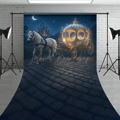 Lofaris Fairytale Princess Carriage with White Horse Sweep Backdrop Magical Castle Cinderella Inspired Cake Smash