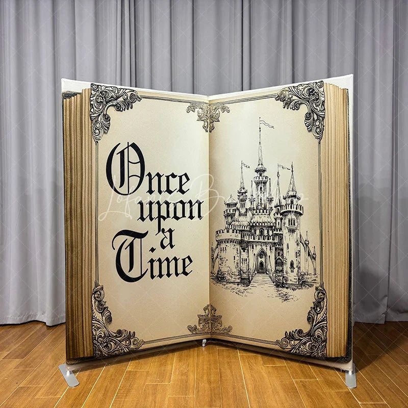 Lofaris Fairytale Story Book Tension Fabric Backdrop Once Upon a Time Storybook Pillowcase Cover for Party