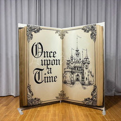 Lofaris Fairytale Story Book Tension Fabric Backdrop Once Upon a Time Storybook Pillowcase Cover for Party