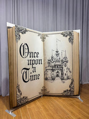 Lofaris Fairytale Story Book Tension Fabric Backdrop Once Upon a Time Storybook Pillowcase Cover for Party