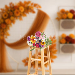 Lofaris Fall Flowers Boho Circle Clean Wedding Backdrop