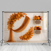 Lofaris Fall Flowers Boho Circle Clean Wedding Backdrop