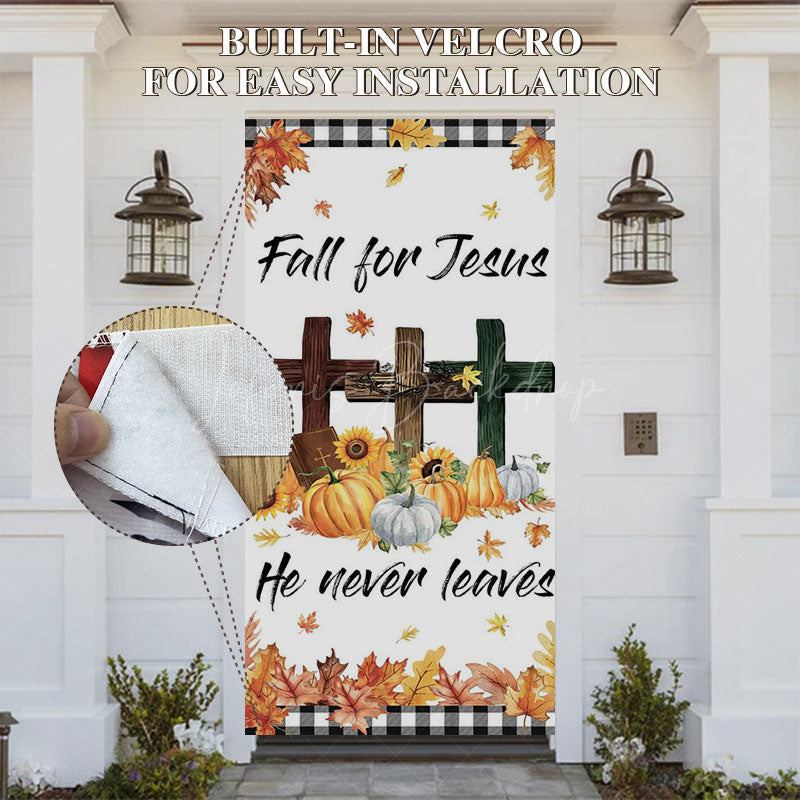 Lofaris Fall For Jesus Pumpkin Thanksgiving Door Cover
