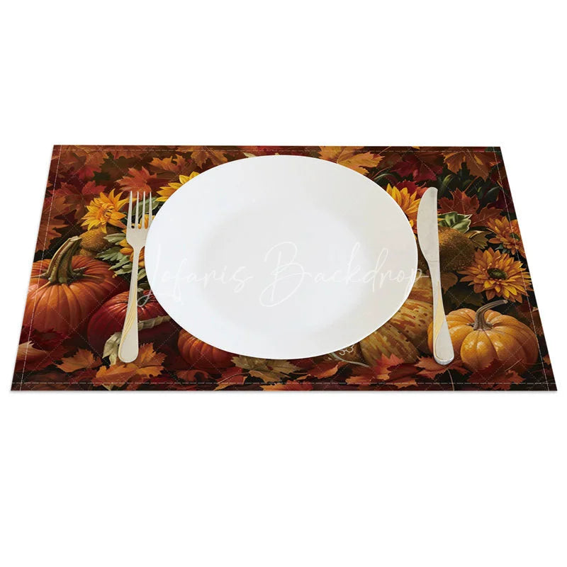 Lofaris Fall Maple Leaf Sunflower and Pumpkin Set of 4 Placemats for Autumn Harvest Thanksgiving Decor