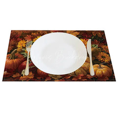 Lofaris Fall Maple Leaf Sunflower and Pumpkin Set of 4 Placemats for Autumn Harvest Thanksgiving Decor