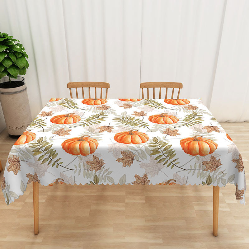 Lofaris Fall Pumpkin and Maple Leaves Tablecloth Rustic Autumn Decor for Thanksgiving Dinner Harvest Parties