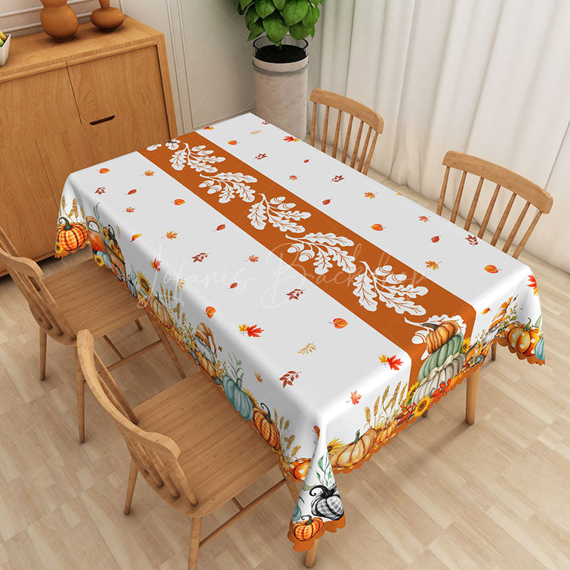 Lofaris Fall Pumpkin Patch and Autumn Leaf Rectangle Tablecloth for Thanksgiving Harvest Festival Decor