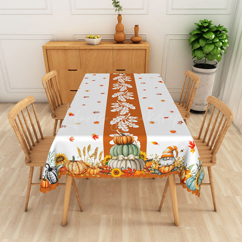 Lofaris Fall Pumpkin Patch and Autumn Leaf Rectangle Tablecloth for Thanksgiving Harvest Festival Decor