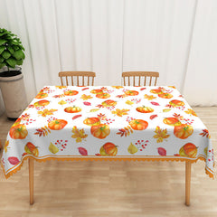 Lofaris Fall Pumpkin Patch Rectangle Tablecloth with Maple Leaves for Thanksgiving and Autumn Harvest Party