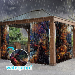 Lofaris Fall Pumpkins Waterproof Printed Outdoor Curtains