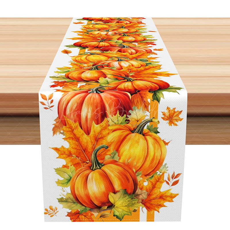 Lofaris Fall Table Runner with Autumn Pumpkins and Maple Leaves Rustic Farmhouse Decor for Thanksgiving Harvest
