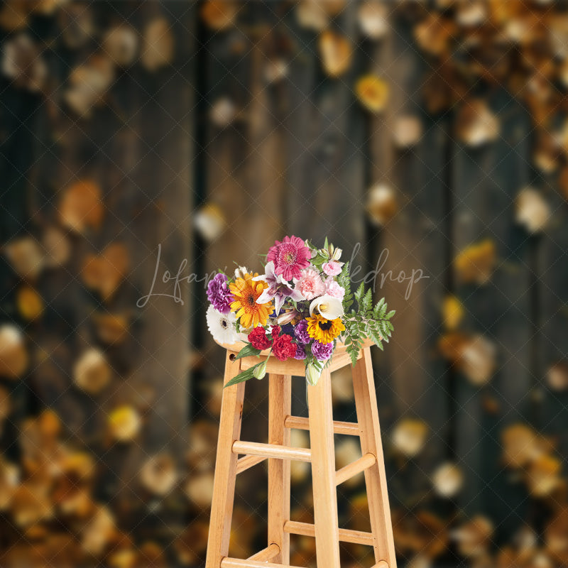 Lofaris Fallen Ginkgo Leaves Wooden Floor Autumn Backdrop