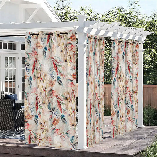 Lofaris Fallen Leaf Fresh Waterproof Printed Outdoor Curtains