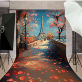 Lofaris Fallen Leaves Eiffel Tower Natural Sweep Backdrop