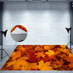 Lofaris Fallen Maple Leaves Autumn Fabric Floor Backdrop
