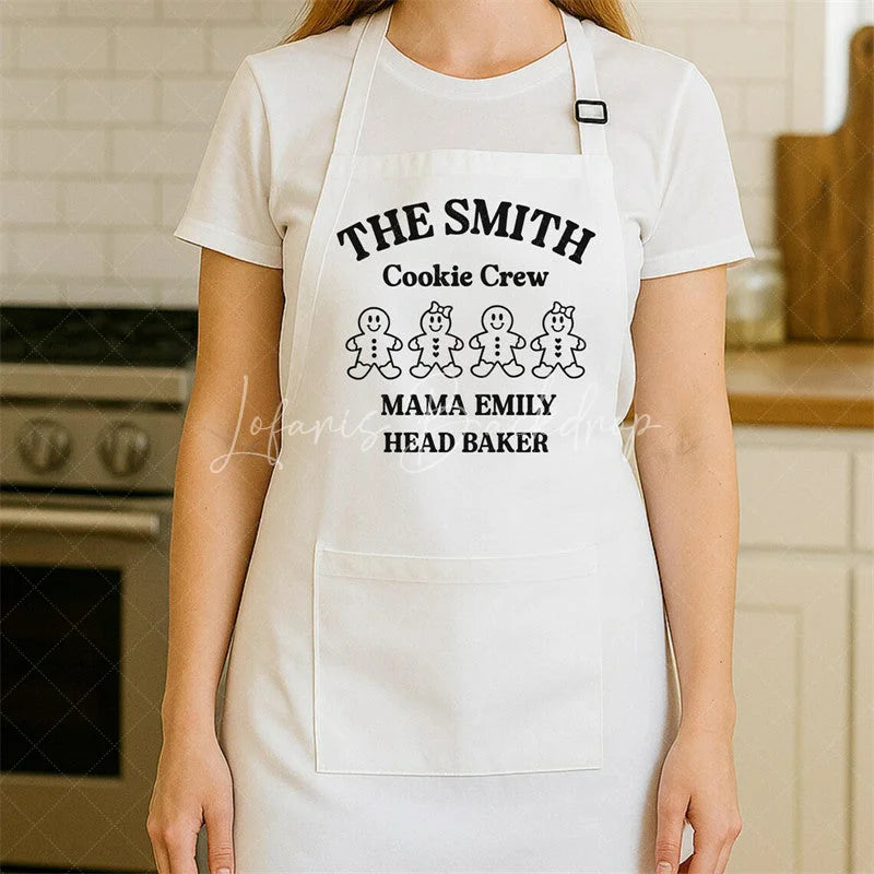 Lofaris Family Cookie Crew Christmas Apron Custom Name Matching Baking Wear Group Gift Set for Holiday Kitchen