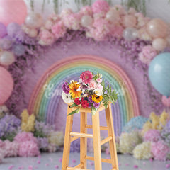 Lofaris Fancy Floral Rainbow Balloon Arch Wedding Backdrop