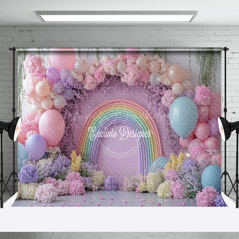 Lofaris Fancy Floral Rainbow Balloon Arch Wedding Backdrop