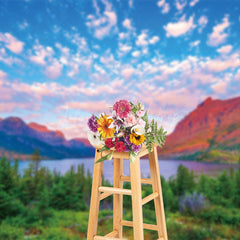 Lofaris Fancy Pinky Cloud Forest Lake Photography Backdrop