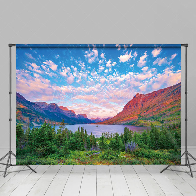 Lofaris Fancy Pinky Cloud Forest Lake Photography Backdrop