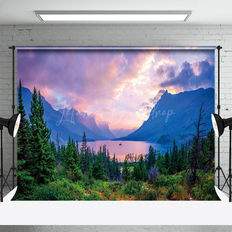 Lofaris Fancy Pinky Sky Forest Lake Photography Backdrop