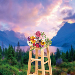 Lofaris Fancy Pinky Sky Forest Lake Photography Backdrop