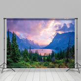 Lofaris Fancy Pinky Sky Forest Lake Photography Backdrop