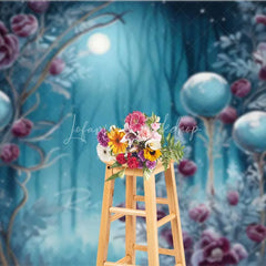 Lofaris Fantasy Blue Forest Photography Backdrop Glowing Magic Orb Mysterious Woods Photo Background Dreamy Moonlight Booth Prop