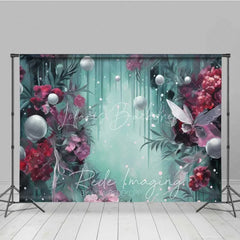 Lofaris Fantasy Floral Pearl Photography Backdrop Burgundy Flowers Teal Green Mist Background Dreamy Artistic Photo Prop