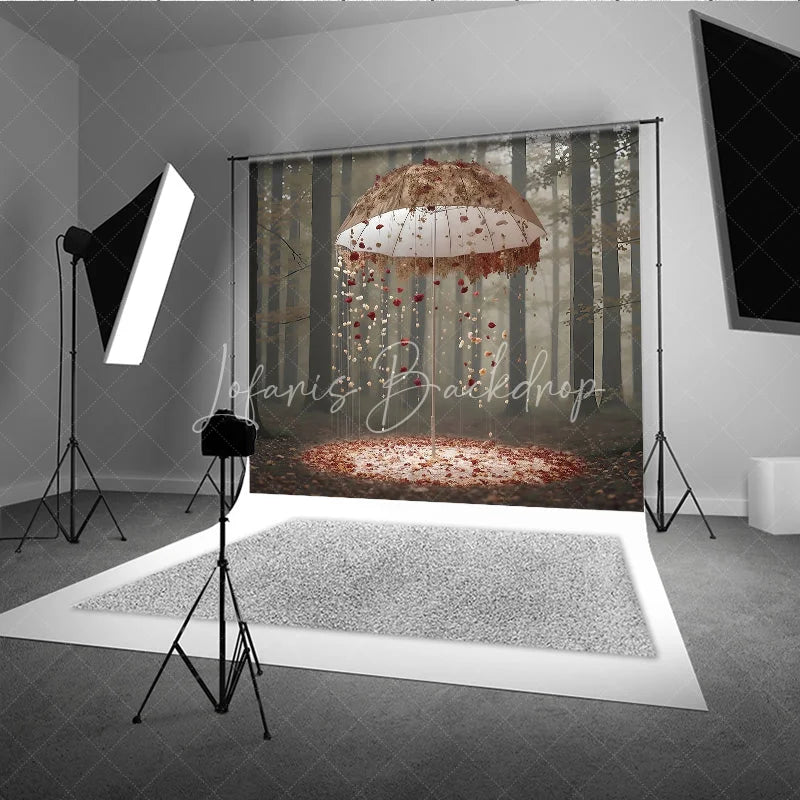 Lofaris Fantasy Forest Backdrop Floral Umbrella Rain Magic Woods Background Dreamy Fairytale Valentine Portrait Prop