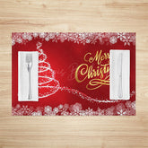 Lofaris Fantasy Snowflakes Red Bokeh Xmas Set Of 4 Placemats