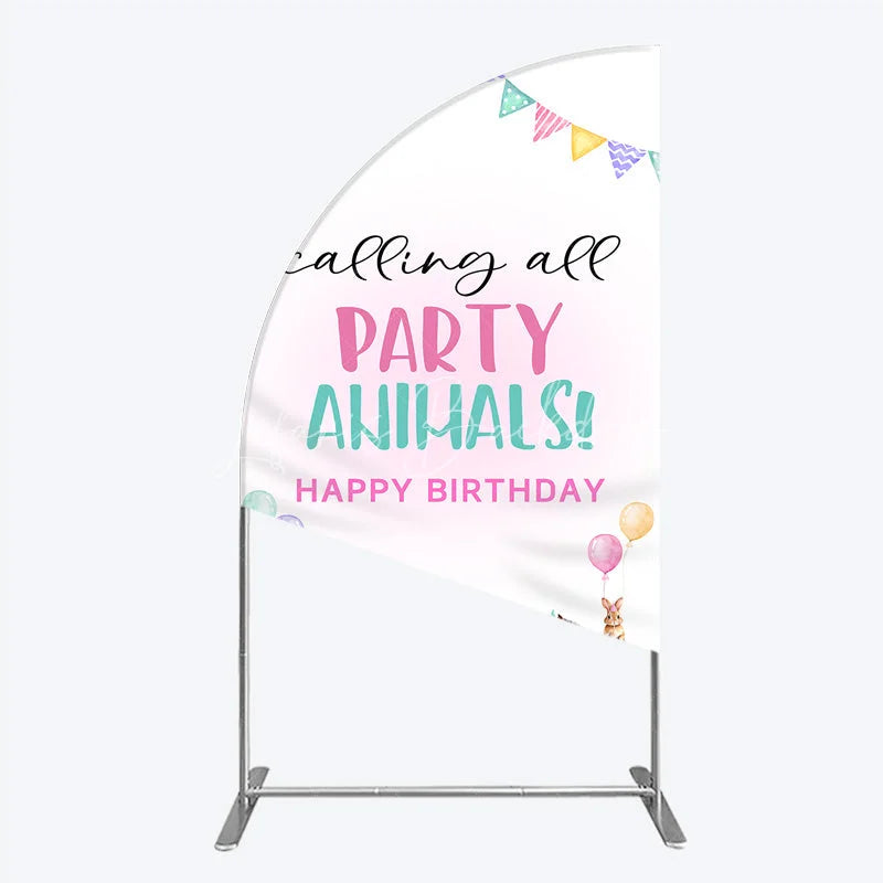 Lofaris Farm Animals Birthday Half Moon Arched Backdrop ’Calling All Party Animals’ for Rustic Farmhouse Barnyard Decor