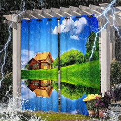 Lofaris Farm Scenery Waterproof Printed Outdoor Curtains For Gazebo